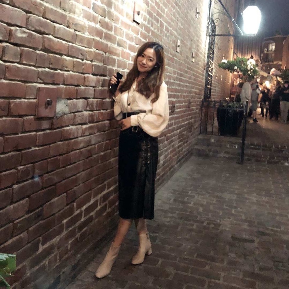 Wconcept Black Leather Skirt Fashion 9.5new